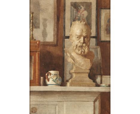 JAMES CADENHEAD R.S.A., R.S.W. (SCOTTISH 1858-1927)THE MANTELPIECE Signed with a monogram, watercolour35cm x 24cm (13.75in x 