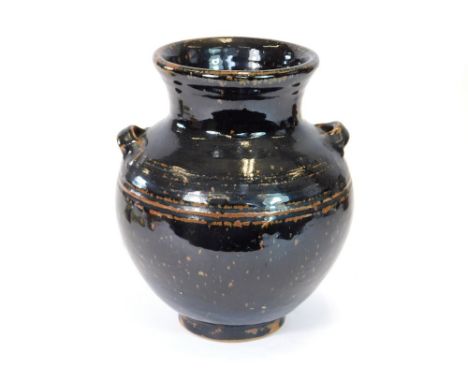 TREVOR CORSER. A vase by Trevor Corser with twin lug handles. Personal & Leach Pottery marks. Height 23cm.  Please note that 