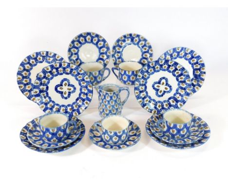 SPONGE WARE. A quantity of early 20th century sponge ware comprising six plates, five saucers, five cups & a small hot water 