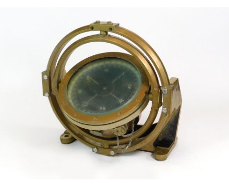 COMPASS. A wall mounted, gimbal Repeater Compass. Serial No. R-79-RML-448. Compass diameter 20cm. Full height 39cm.  Please n