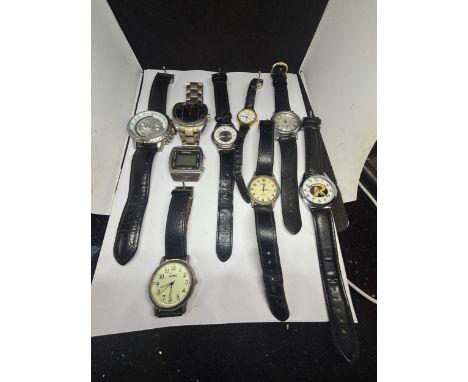 NINE VARIOUS WRIST WATCHES TO INCLUDE FOSSIL, BENCH, LIMIT ETC