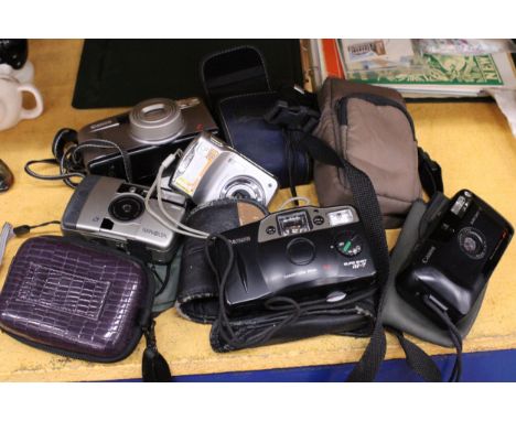 SIX VINTAGE CAMERAS TO INCLUDE CANON, MINOLTA AND DIGITAL