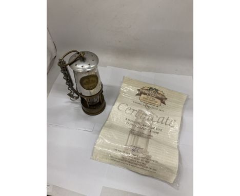 A VINTAGE ECCLES, PROTECTOR LAMP AND LAIGHTING TYPE 6 SAFETY LAMP, WITH CERTIFICATE OF AUTHENTICITY