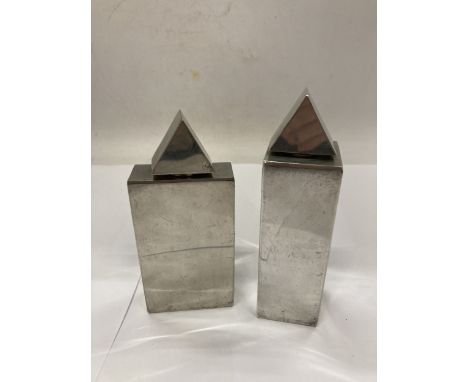 TWO VINTAGE TROIKA PEWTER ART DECO PERFUME BOTTLES