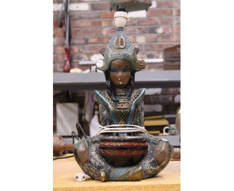 A RETRO CHALKWARE TRETCHIKOFF THAI GIRL LAMP BASE