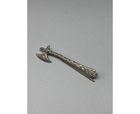 A ROBERT ALLISON SILVER CELTIC AXE BROOCH