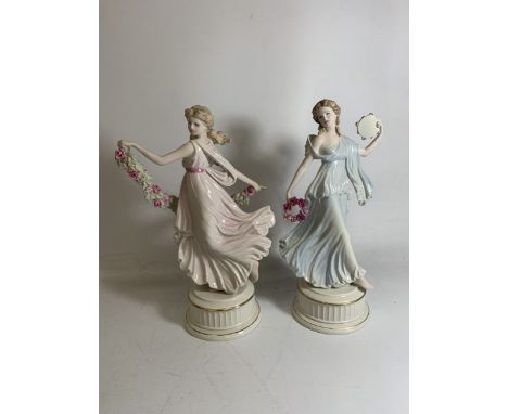 TWO WEDGWOOD FIGURES FROM THE DANCING HOURS FLORAL COLLECTION BOTH LIMITED EDITIONS 2150/7500 (FIRST AND SECOND FIGURES)