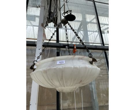 A VINTAGE OPAQUE GLASS PENDANT CEILING LIGHT FITTING