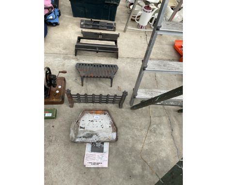 AN ASSORTMENT OF VARIOUS FIRE FRONTS AND A GRATE ETC