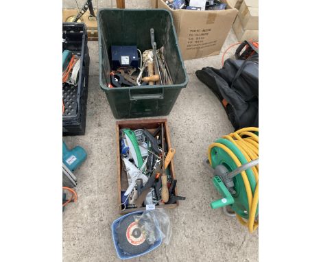 A LARGE ASSORTMENT OF TOOLS TO INCLUDE SCREW DRIVERS AND SPANNERS ETC