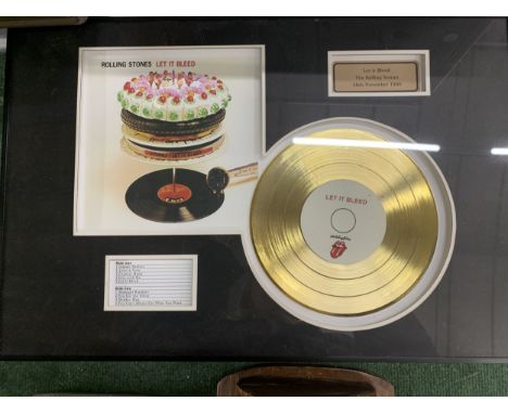 A FRAMED ROLLING STONES GOLD DISC 'LET IT BLEED', 40CM X 60CM
