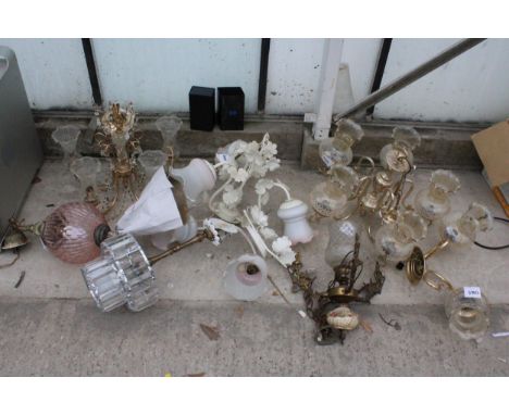 A LARGE ASSORTMENT OF VINTAGE AND RETRO GLASS CEILING LIGHT FITTINGS