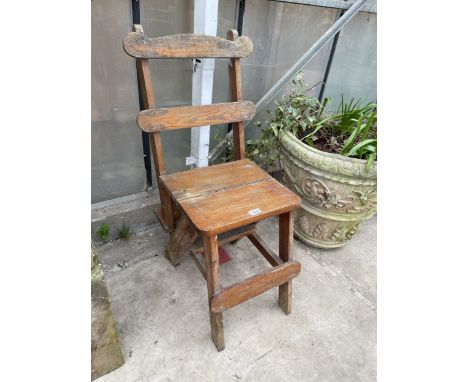 A VINTAGE PINE METAMORPHIC STEP CHAIR