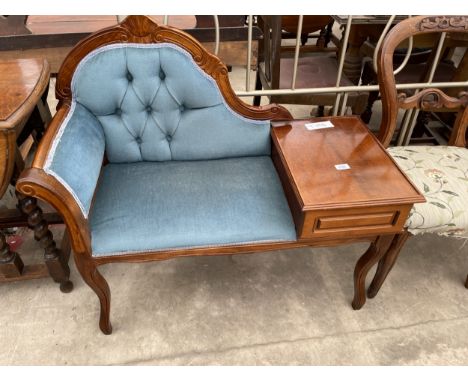A BUTTON BACK TELEPHONE TABLE/SEAT