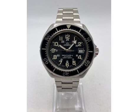 A RARE VINTAGE LEMANIA BENTHOS II 1000M DIVERS WATCH FROM THE 1970'S WITH A HEAVY 43MM CASE