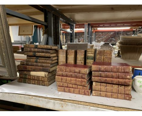 A COLLECTION OF VINTAGE LEATHER BOUND CHARLES DICKENS NOVELS PLUS VOLUMES OF 'THE RAMBLER', ETC