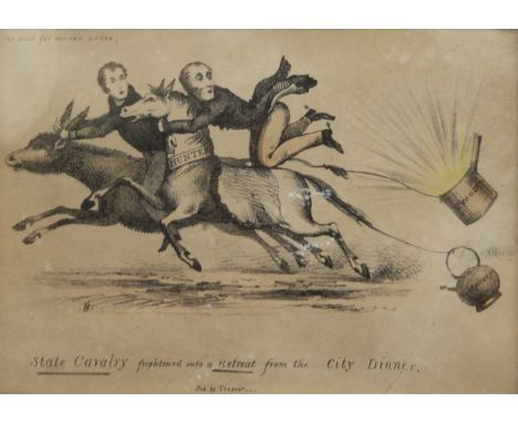 A 19th century maple framed and glazed satirical print. 32.5 x 26 cm overall.