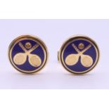 A pair of Rolex Wimbledon cufflinks. 1.75 cm diameter.