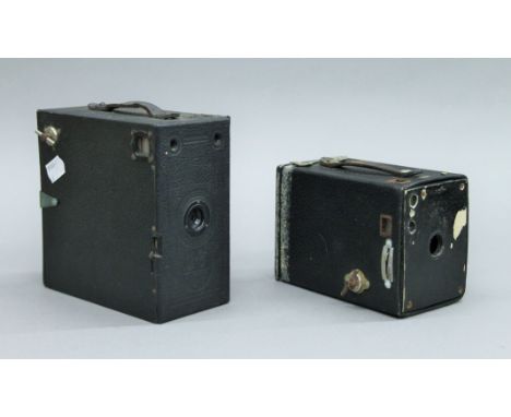 A Kodak Brownie No 2 box camera and a J-B Ensign box camera by Houghton-Butcher MFC Co Ltd.