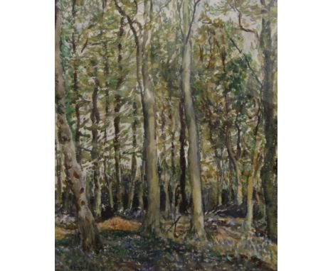 RONALD OSSORY DUNLOP RA, NEAC, RBA (1894-1973) Irish, Bluebells in the Wood, watercolour, signed, framed and glazed. 35 x 42.