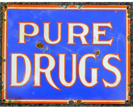A Pure Drugs enamel sign. 37.5 x 29 cm.