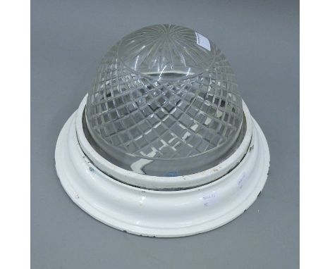 A cut glass ceiling light fitting. 33.5 cm diameter.