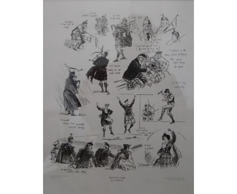 Highland Games, print by J Duncan, framed and glazed. 36 x 44.5 cm.