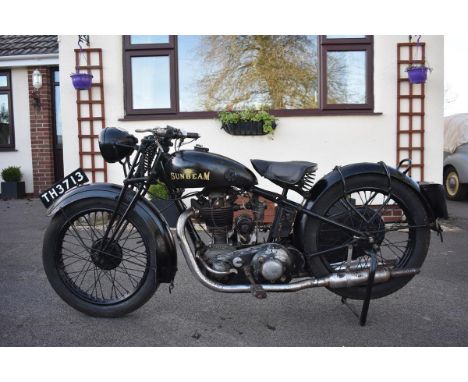 A 1933 Sunbeam Model 8, registration number TH 3713, frame number C9427, engine number KK4245, black. This very original and 