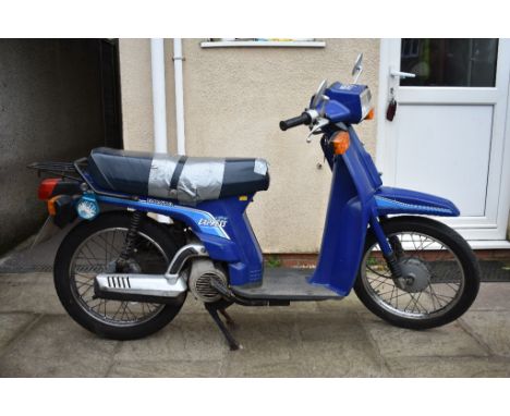 A 1988 Honda SH50-H, registration number E809 UYC, frame number SH506004090, engine number SH50E-B2001827, blue. This Honda r