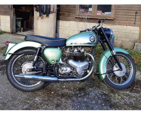 A 1959 BSA A7 Shooting Star, registration number 768 YUR, frame number FA7 11756, engine number CA7SS 2517, green. BSAs pre-u