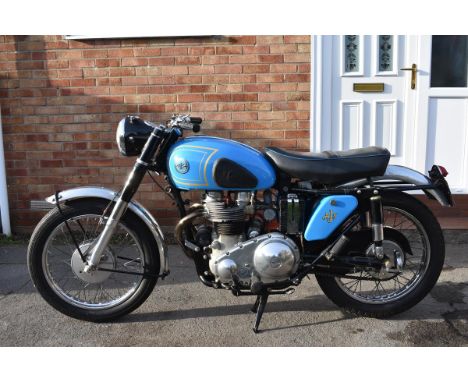 A 1958 AJS Model 31 650 twin, registration number ADM 646A, frame number A64828, engine number 31LX7297, blue. Introduced in 