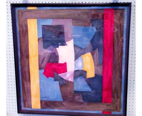 A Horev of Paris, screen silk printed scarf, designed by Serge Poliakoff (1906 - 1969), 82cm x 83cm.