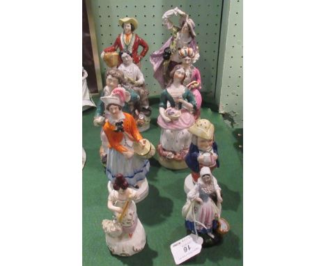 A collection of ceramic figures, to include to Meissen figure of a traveller in bright 18th century clothes, a possibly Scott