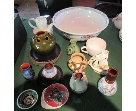 A collection of miscellaneous ceramics, to include: studio wares, large wash bowl, bulb planter and other items.