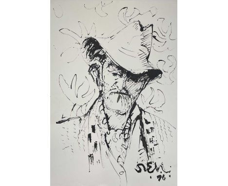 Sven BERLIN (1911-1999)Untitled (Self-portrait)Ink on paperSigned and dated '7659x42cmOverall this piece is in good condition