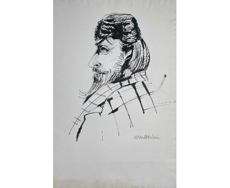 Sven BERLIN (1911-1999)Self portraitPen &amp; inkSigned59x39cm