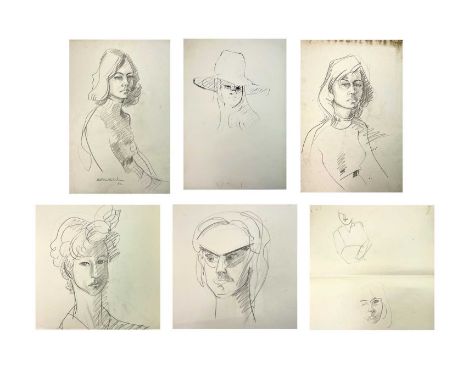 Sven BERLIN (1911-1999)A selection of loose portrait sketchesCharcoal on paperSigned and dated '6059x40cm