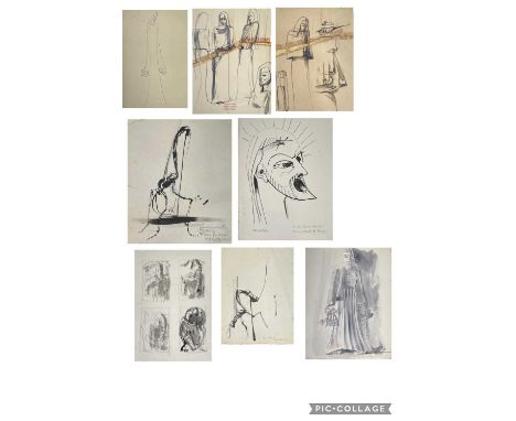 Sven BERLIN (1911-1999)DrawingsMostly small scale preparatory studies for sculpture, circa 1950s, one dated '54, another '59.