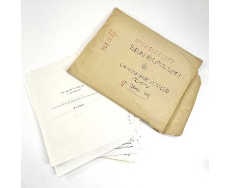 SVEN BERLIN (1911-1999)The Distance is Starlight, A ConstellationManuscript, carbon copy of typed manuscriptNote: The Distanc