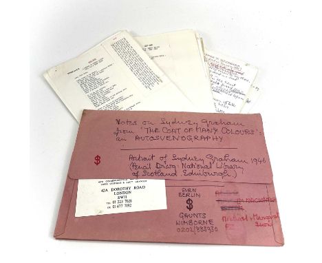 Sven BERLIN (1911-1999)Two folders relating to poet W.S.Graham, and Lawrence Durrell.One titled, 'Notes On Sydney Graham From