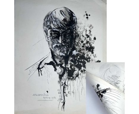 Sven BERLIN (1911-1999)Self portraitPen &amp; ink heightened with whiteSigned &amp; dated 'Spring 1966'Portrait of a child in