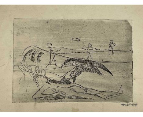 Hubert DALWOOD (1924-1976)UntitledEtchingInitialed and dated '49Inscribed 'No.3' to versoPlate size 10.7 x 15.7cm'In an inter