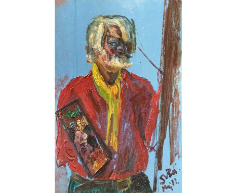 Sven BERLIN (1911-1999)Untitled (Self Portrait)Oil on boardSigned and dated May '7291 x 61cmOverall this piece is in good con