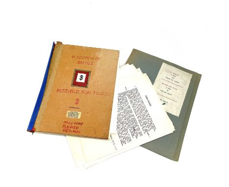 Sven BERLIN (1911-1999)Two folders of poetry and script The first of the two folders, 'A Clutch Of Songs Possible For Music',