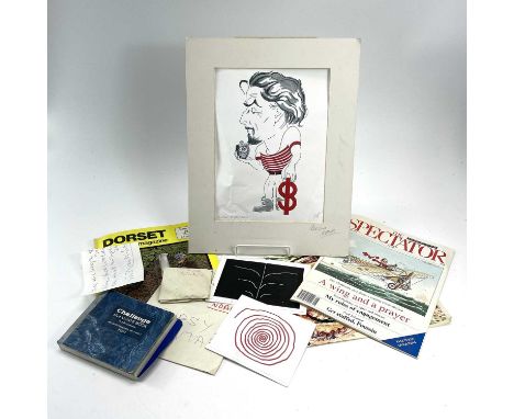 A miscellaneous box of loose poetry, handwritten notes, magazine and newspaper cuttings.Included within the lot is a Hyman Se