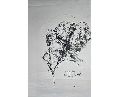 Sven BERLIN (1911-1999)Self portraitPen &amp; inkSigned &amp; inscribed 'Portrait in a Lapp Hat Feb 1960'74x48cmNote: this wa
