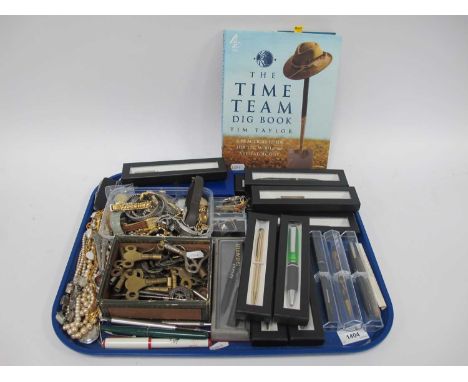 Collectables, including Tim Taylor signed “The Time Team Dig Book”, quantity of boxed fountain and other pens (Sheaffer, Plat