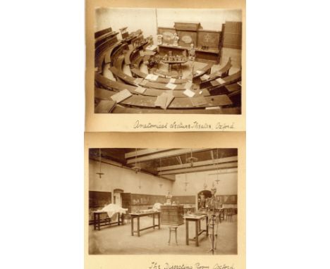 two albumen prints, c.1880(?), mounted on thin card album leaves and titled in ink below 'Anatomical Lecture Theatre Oxford' 