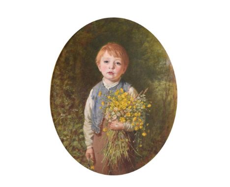 Frederick Morgan (British 1847-1927)Flowers for motherOil on board, in a painted ovalSigned (lower right)24 x 19cm (9¼ x 7¼ i