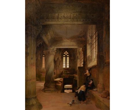 David Roberts (Scottish 1796-1864)Interior of Rosslyn ChapelOil on canvas Signed and dated 1844 (lower right)  112 x 86cm (44